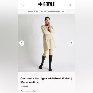 Cashmere Cardigan with Hood Vivian | Marshmallow